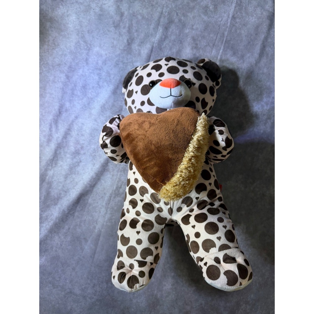 Reese's Peanut Butter Cup Heart Leopard Print Plush Bear Brown Tan 22 Inch